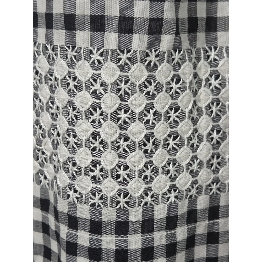 Vintage Gingham Half Apron Black White Check Chicken Scratch Cottagecore Retro